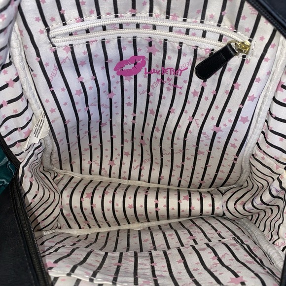 Luv Betsey Betsey Johnson Mini Backpack Tan Red Black Hearts Y2K - Picture 5 of 7